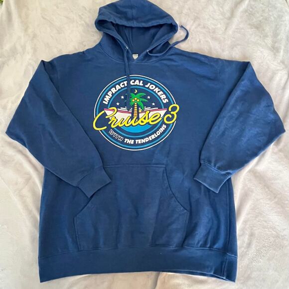 Impractical Jokers Cruise 3 Souvenir Hoodie Blue 2XL Hooded Sweatshirt Comedy - Picture 1 of 6